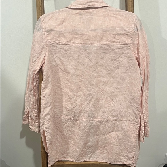 Tahari Linen Button Down Blouse - Picture 4 of 5